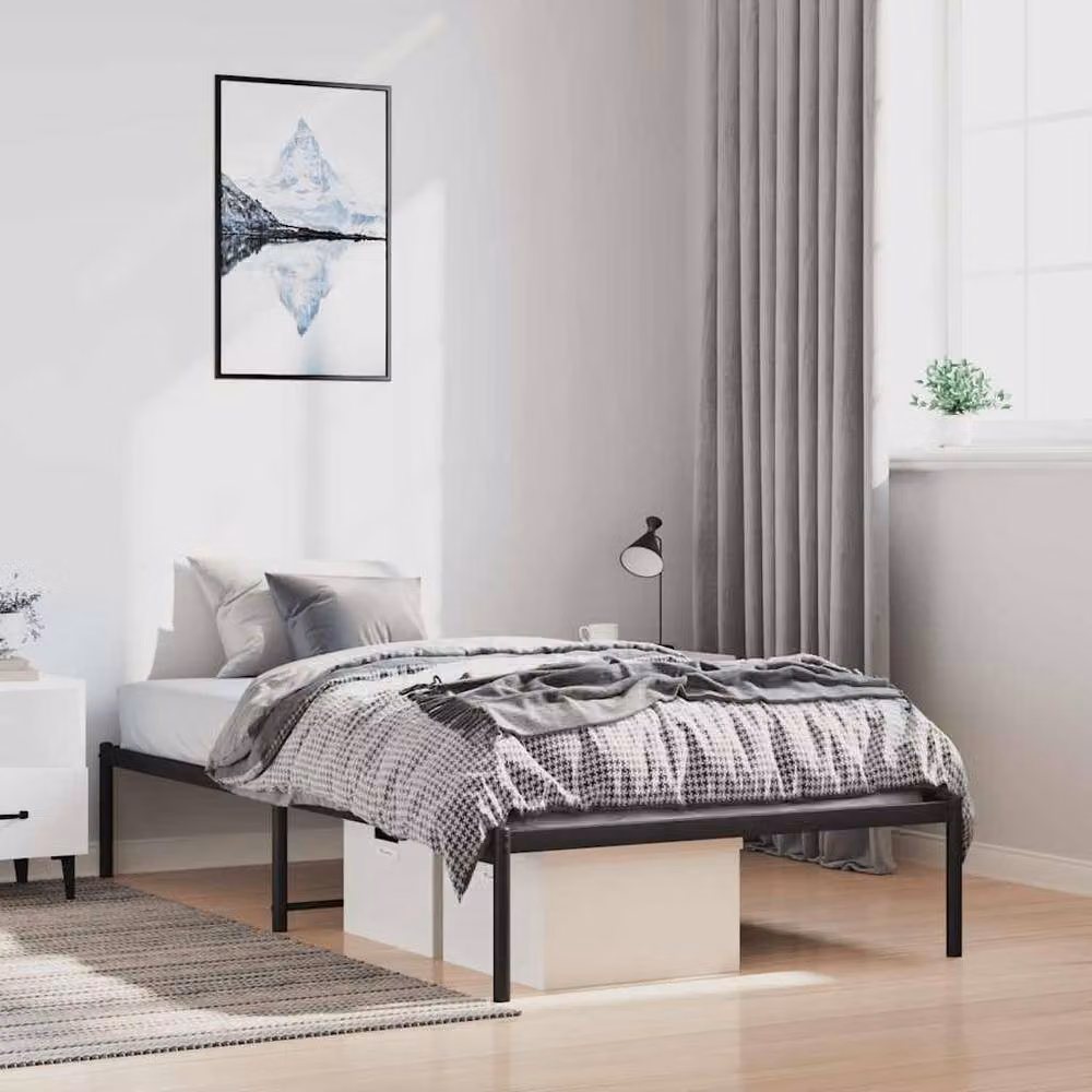 Berkfield Home Metal Bed Frame, Black, W/D/H: 100 x 200 cm – 1