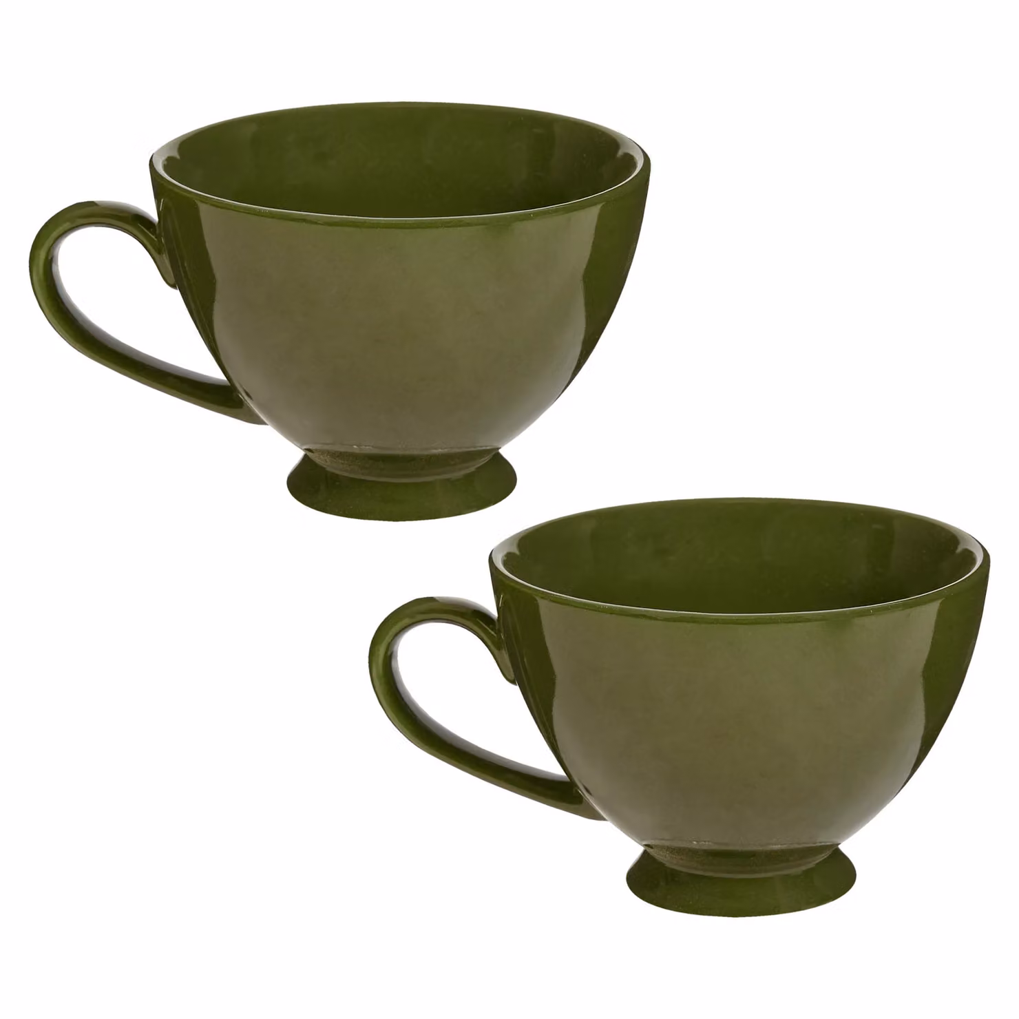 Dibor Set of 2 Montmartre Large Olive Green Ceramic Tea Cups and Coffee Mugs – 2