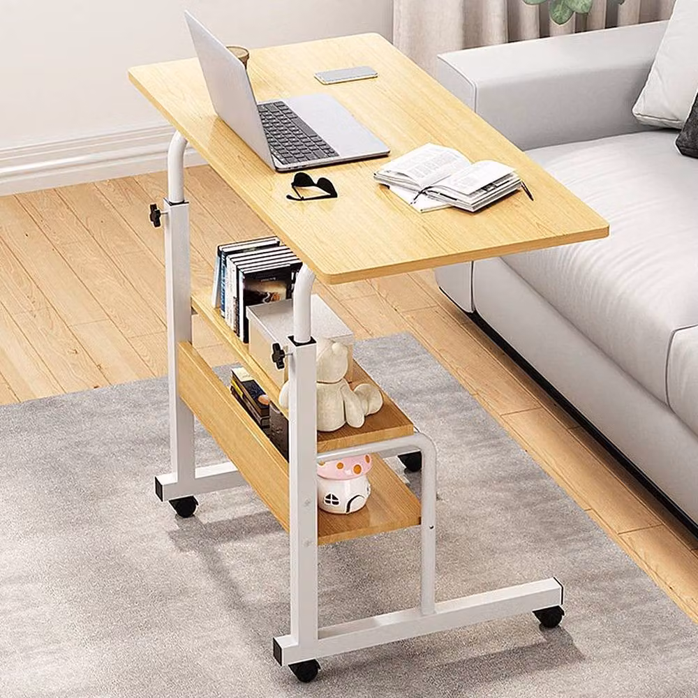 FORGEVIO Height Adjustable Overbed Writing Desk in Walnut and Light Oak with Castors – 3