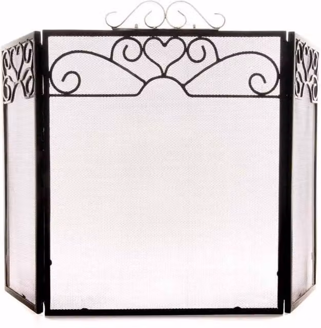 Lemon Pavilion Furniture and Decor Chrome Topped Three Fold Fire Screen, W: 98 cm, D: 23 cm, H: 65 cm, Black/Silver