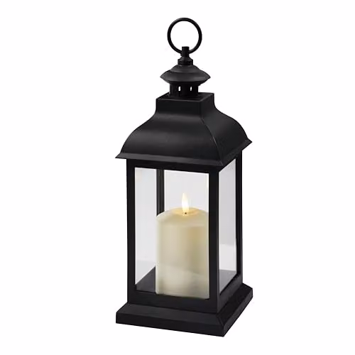 Lights4fun Trentham Black Decorative Lantern with TruGlow LED Candle and Remote Control, H 30.5 cm – 3