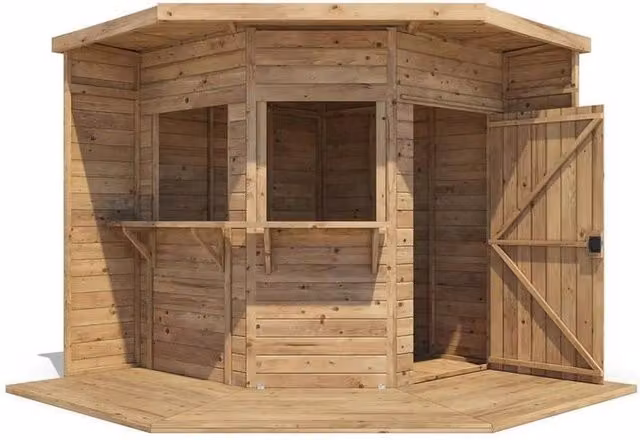 Dunster House Corner Garden Bar in Brown, Pressure Treated Wood, W/D/H: 240 x 240 x 240 cm – 1
