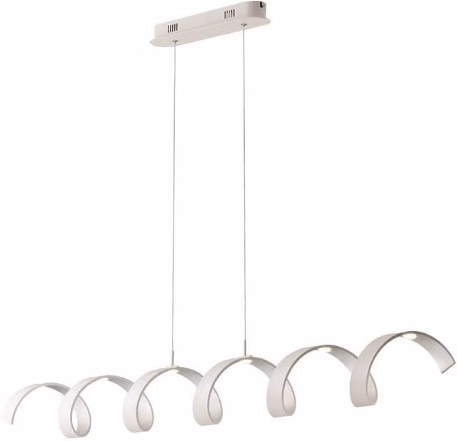 Netlighting Helix Modern Suspended LED Bar Pendant Light with Swirl Effect in White and Silver, 4000K Cool White