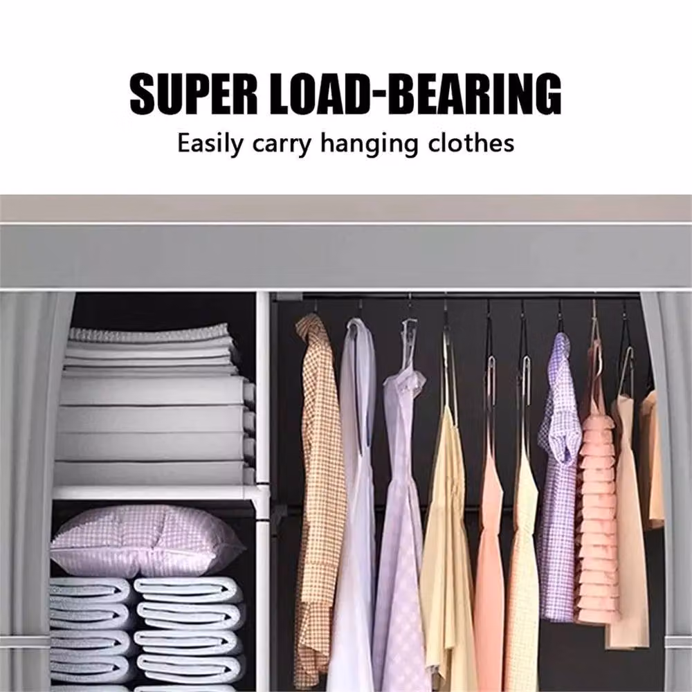 SPETLEK Fabric Canvas Storage Closet with Hanging Rail, Grey, H 163.0 cm x W 105.0 cm – 3