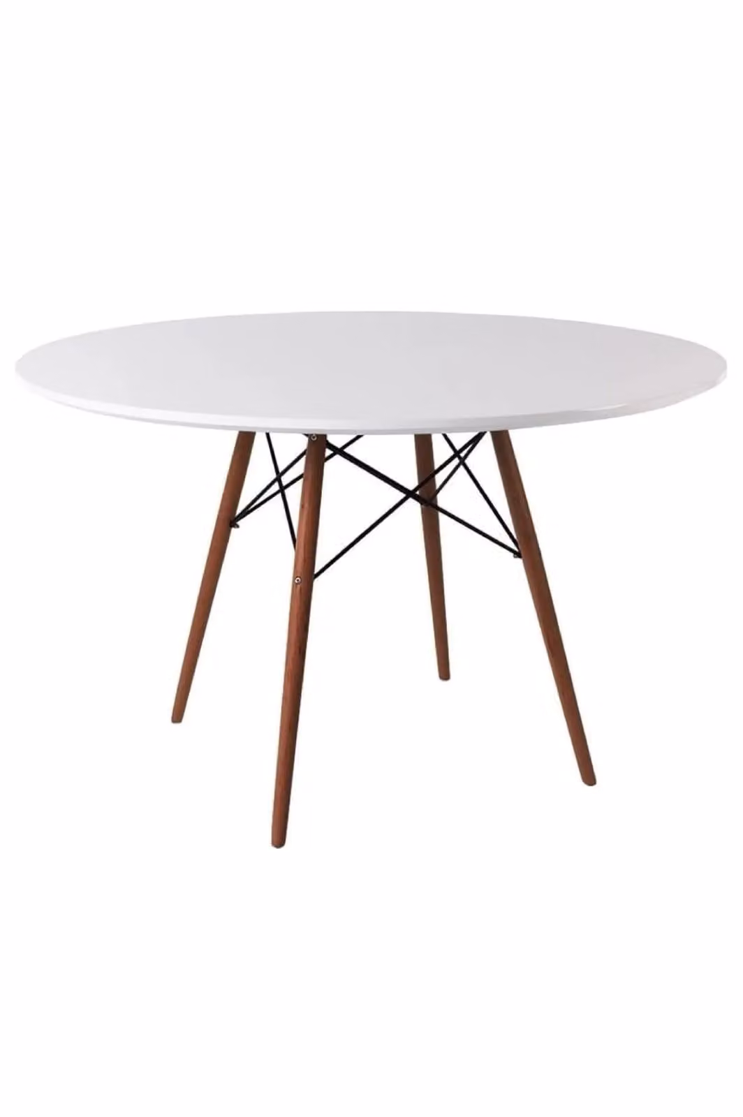 Fusion Living Soho Large White Glossy Circular Dining Table with Walnut Wood Legs – 2