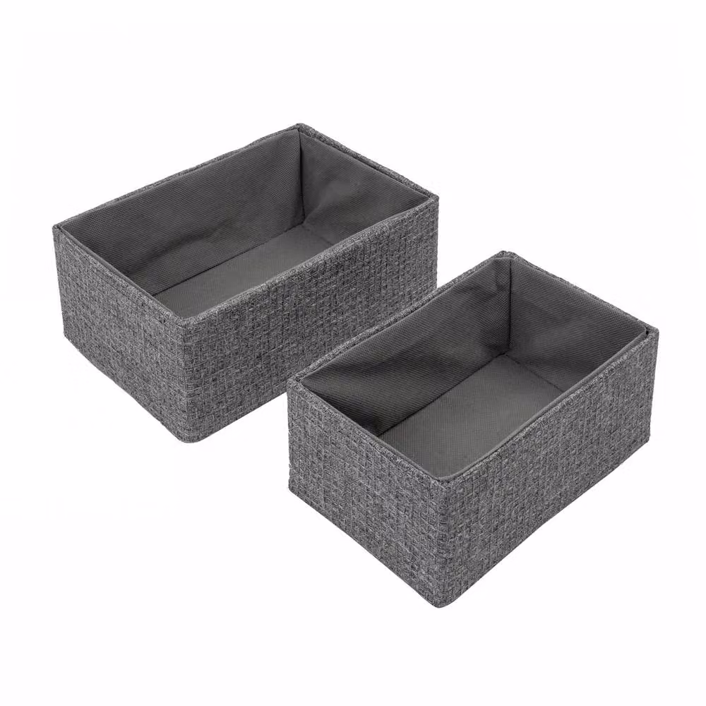 JVL Chroma Set of 2 Rectangular Fabric Storage Baskets in Grey – 2