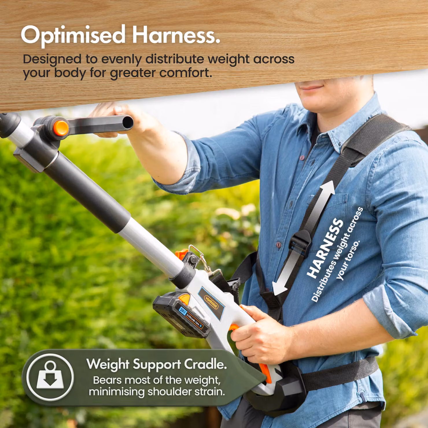 VonHaus 20V Cordless Reciprocating Pole Hedge Trimmer in Grey – 2