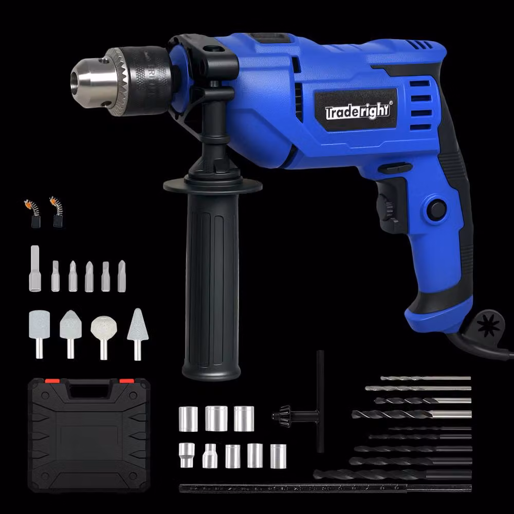 Traderight 800W Electric Hammer Drill 13mm Variable Speed Impact Driver in Blue – 3