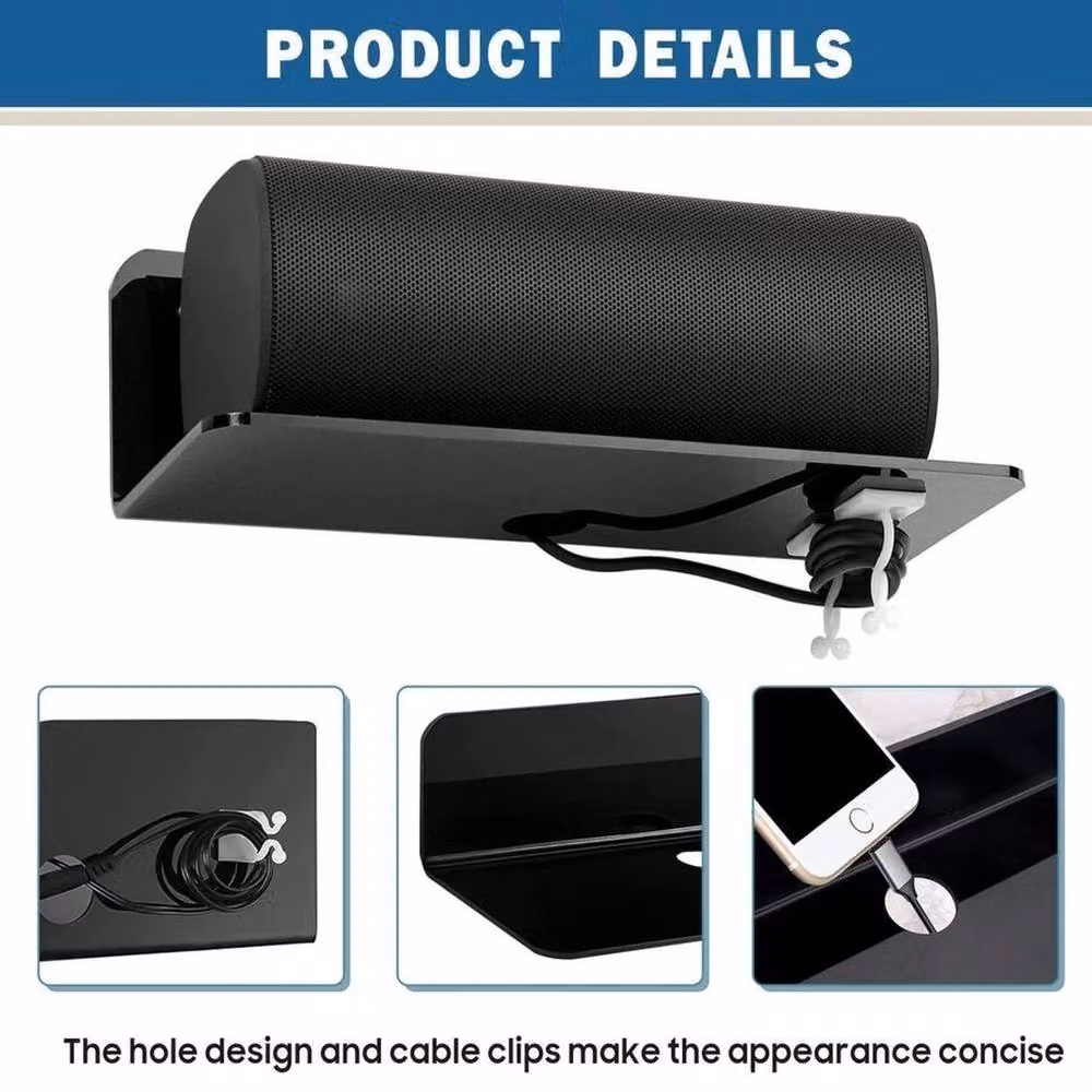 Kelvenix Set of 2 Black Glossy Acrylic Floating Wall Shelves – 2