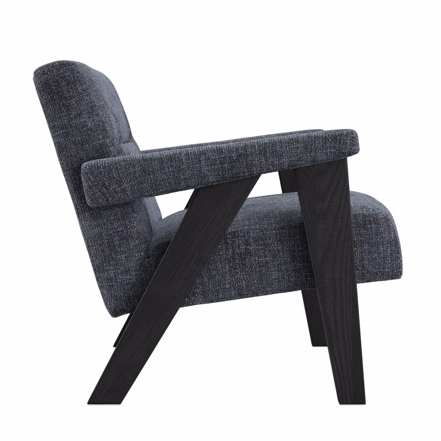 LPD Home Abel Armchair in Grey Velvet Fabric with Black Metal Legs – 2