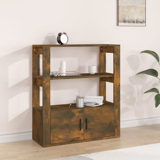 Berkfield Home Smoked Oak Sideboard in Brown, W/D/H: 80 x 30 x 90 cm – 1