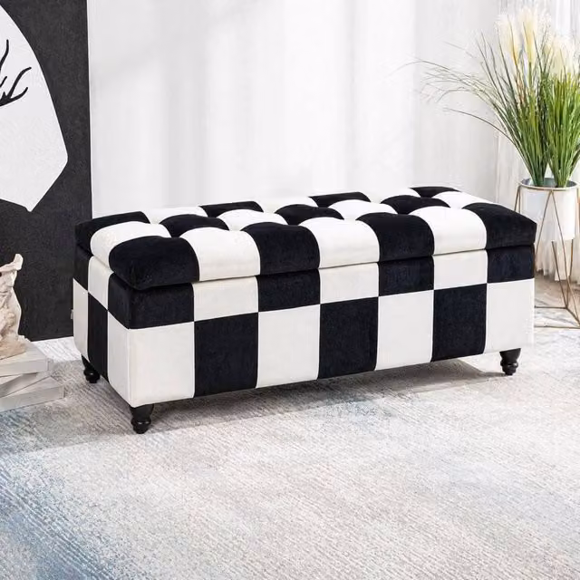 STILVORA Multicolour Storage Ottoman with Padded Top, Width: 114 cm – 1