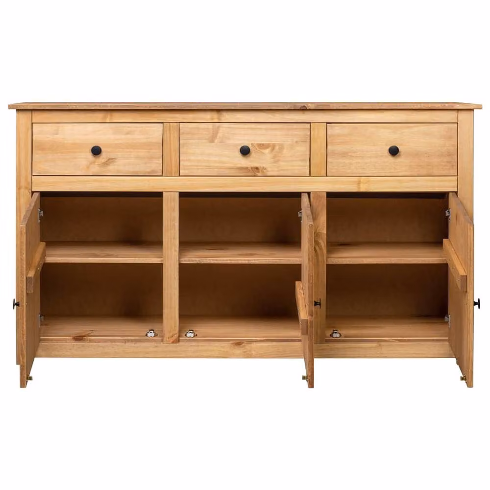 Berkfield Home Panama Range Solid Pinewood Sideboard in Brown W/D/H: 135 x 40 x 80 cm – 2