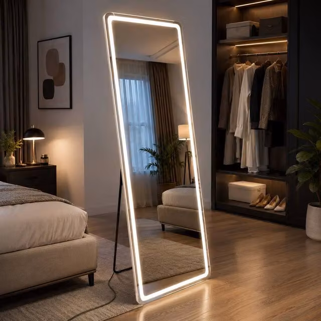 Gr8 Home Smart Full Length LED Mirror, Floor Standing or Wall Mounted, Dimmable with Touch Switch, H 160 cm x W 50 cm – 5