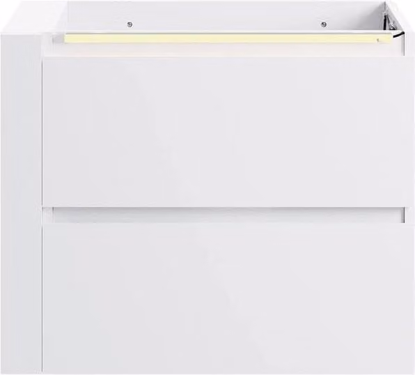 ERGOVEXA Wall Mounted High Gloss White Bathroom Vanity with Integrated LED Sensor Light Strip