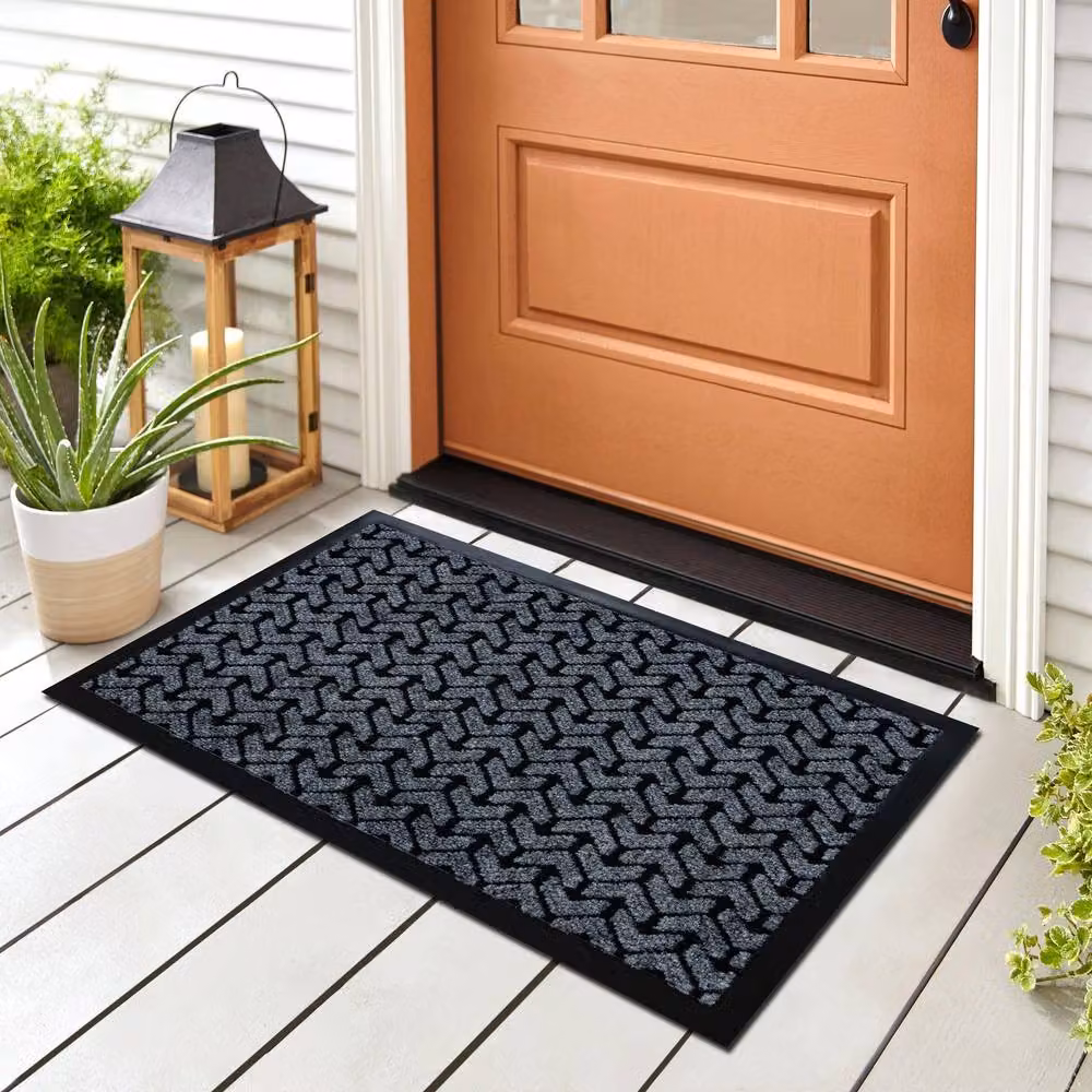 RugsX Non-Slip Grey Graphic Doormat, W/D/H: 60 x 40 x 0.6 cm – 3