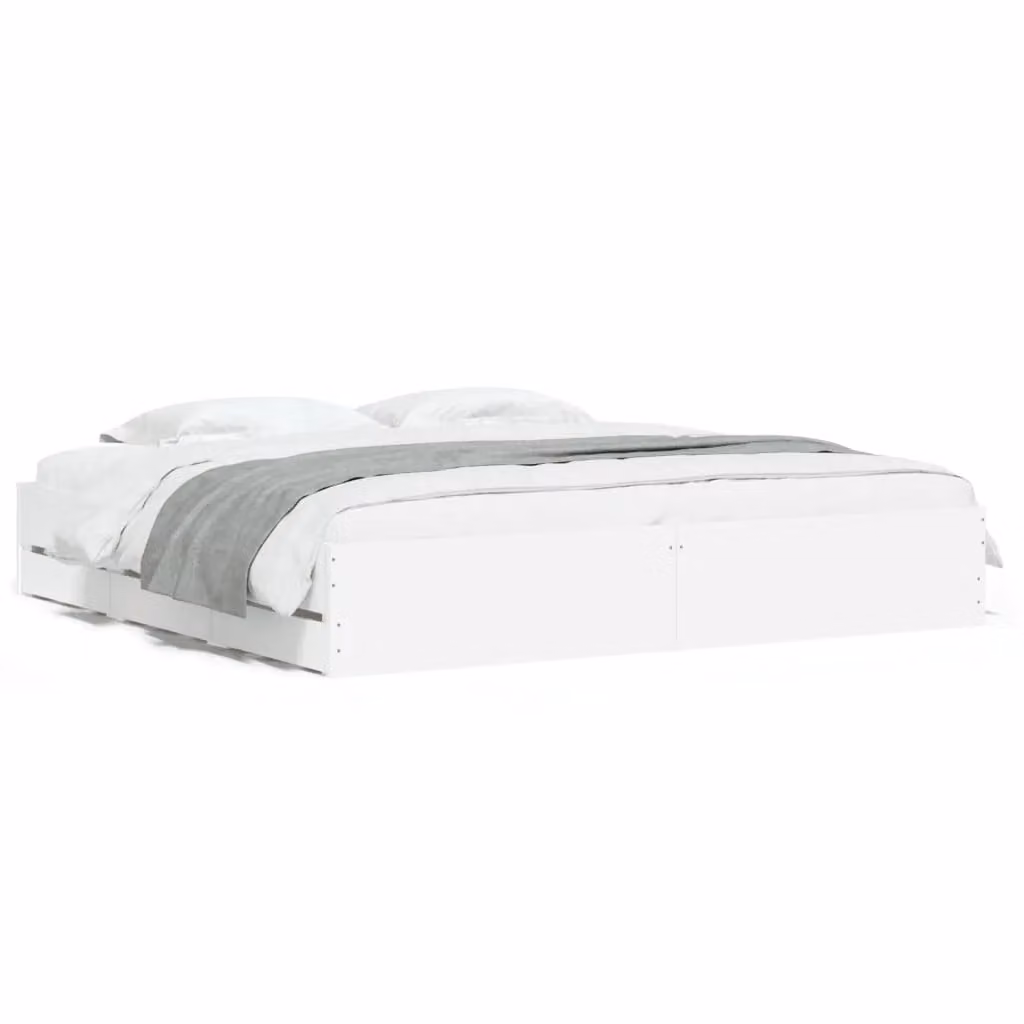 Berkfield Home Modern Bed Frame with Drawers in White, 200 x 200 cm – 2
