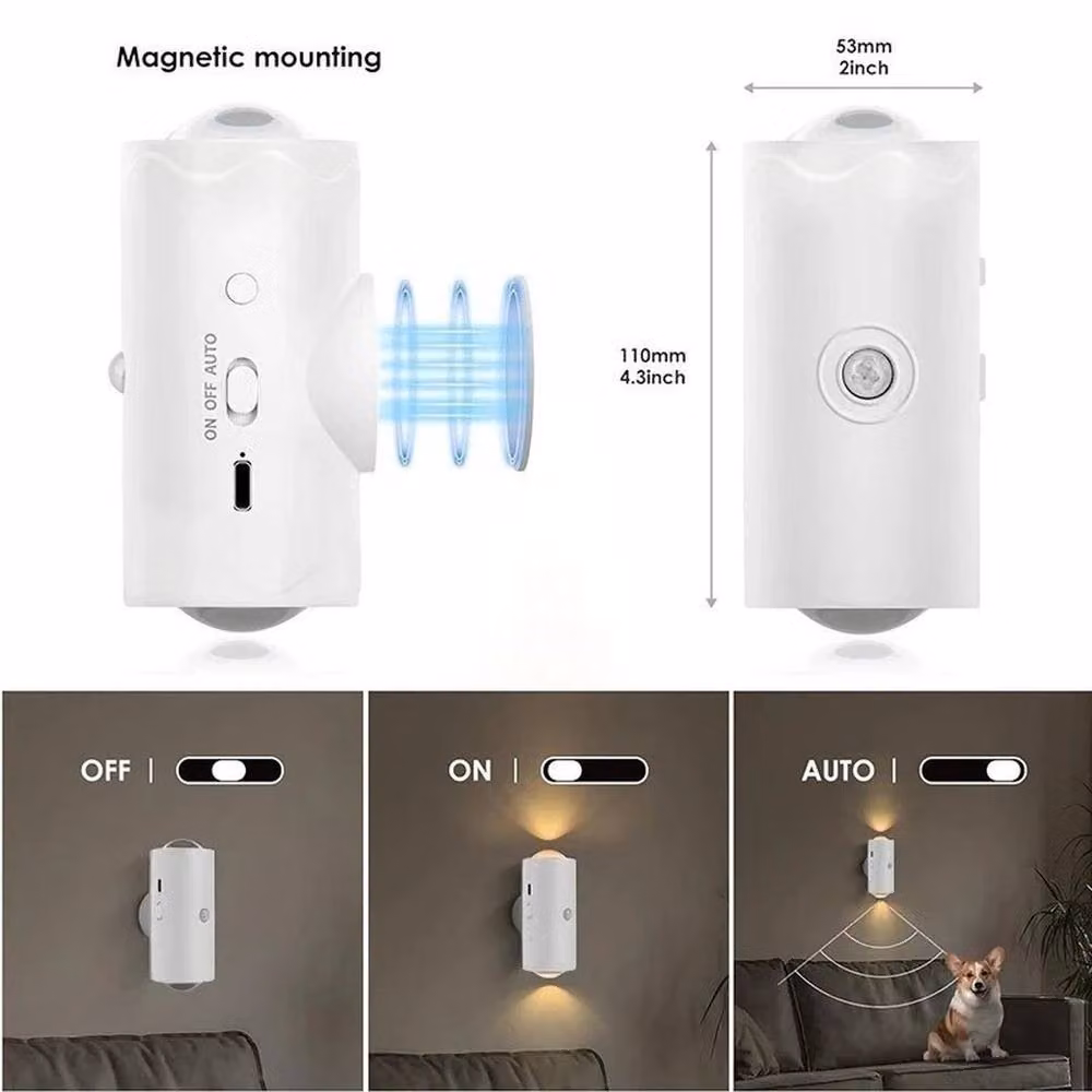 SPETLEK White RGB LED Motion Sensor Night Light with 2x USB Rechargeable Battery and Magnetic Mount – 5