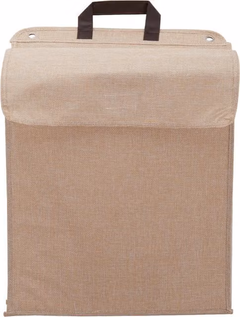 Lifeideas Collapsible Fabric Laundry Basket with Lid and Handles in Beige and Yellow