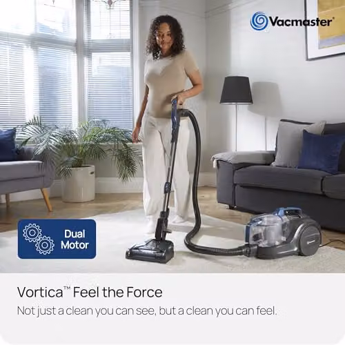 Vacmaster Vortica Pet Blue Bagless Cylinder Vacuum Cleaner with HEPA H13 Sealed System, Anti-Tangle Roller and LED Headlight – 2