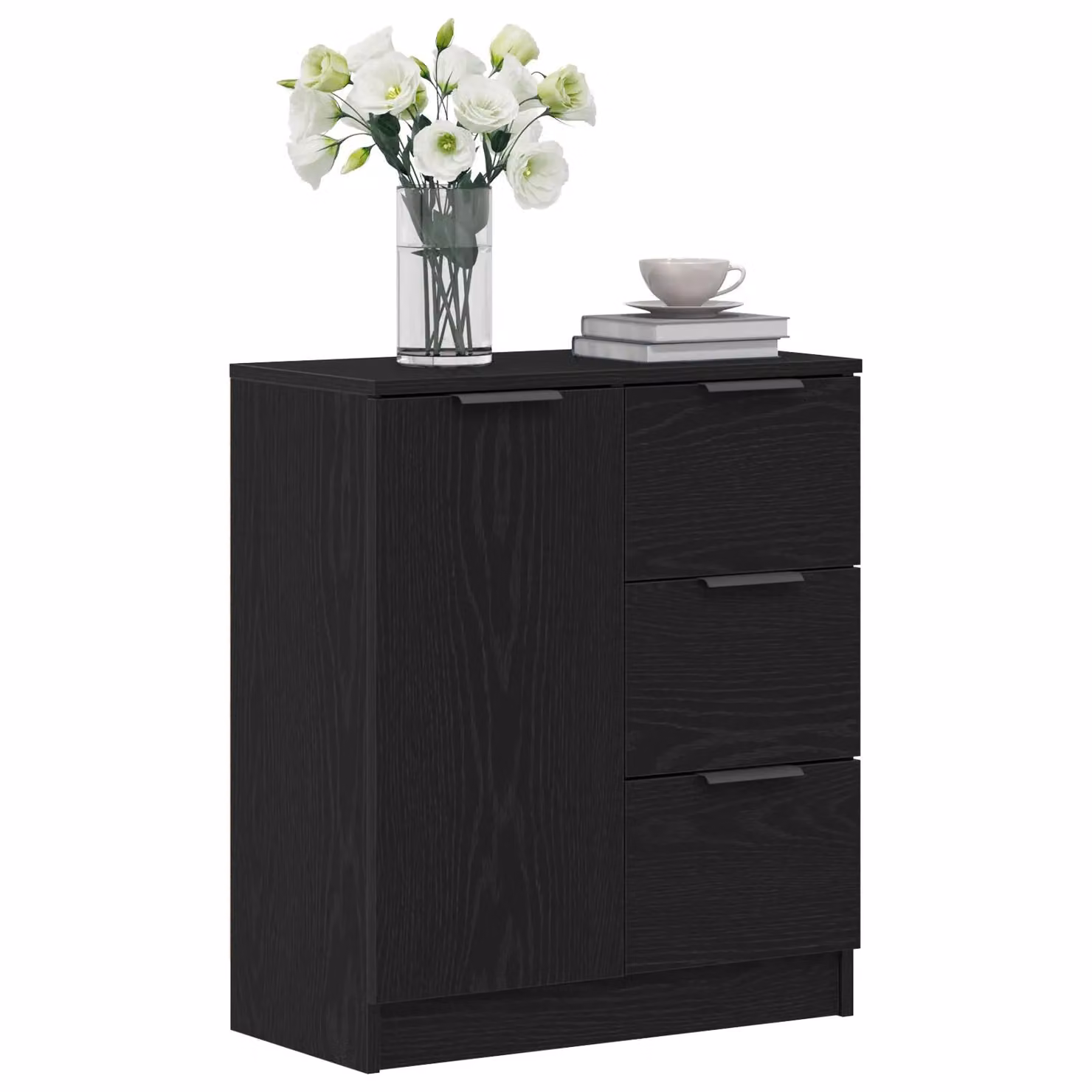 Berkfield Home Black Oak Sideboard in Matt Black MDF, W/D/H: 60 x 30 x 70 cm – 3