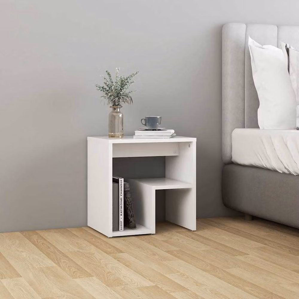 Berkfield Home Durable Bed Cabinets, 2 Piece Set in White, W/D/H: 40 x 30 x 40 cm – 3