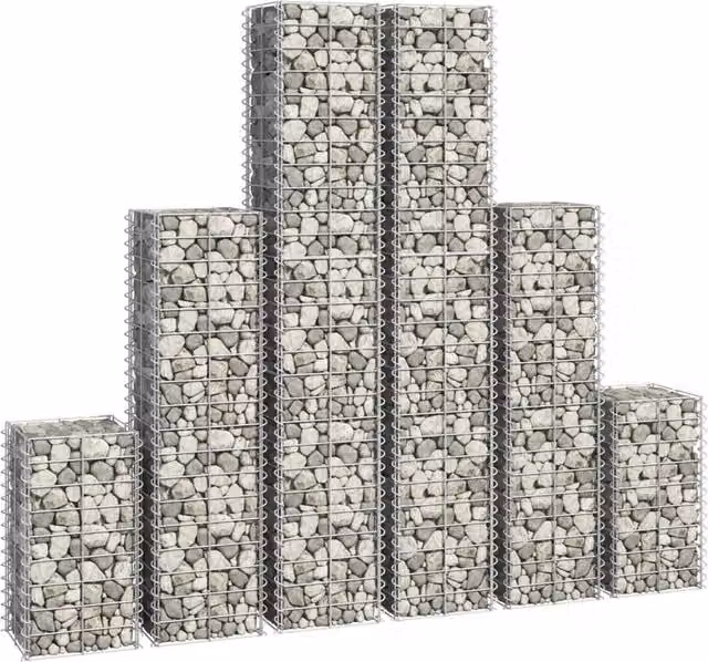 Berkfield Home 6 Piece Durable Galvanised Steel Gabion Set in Silver