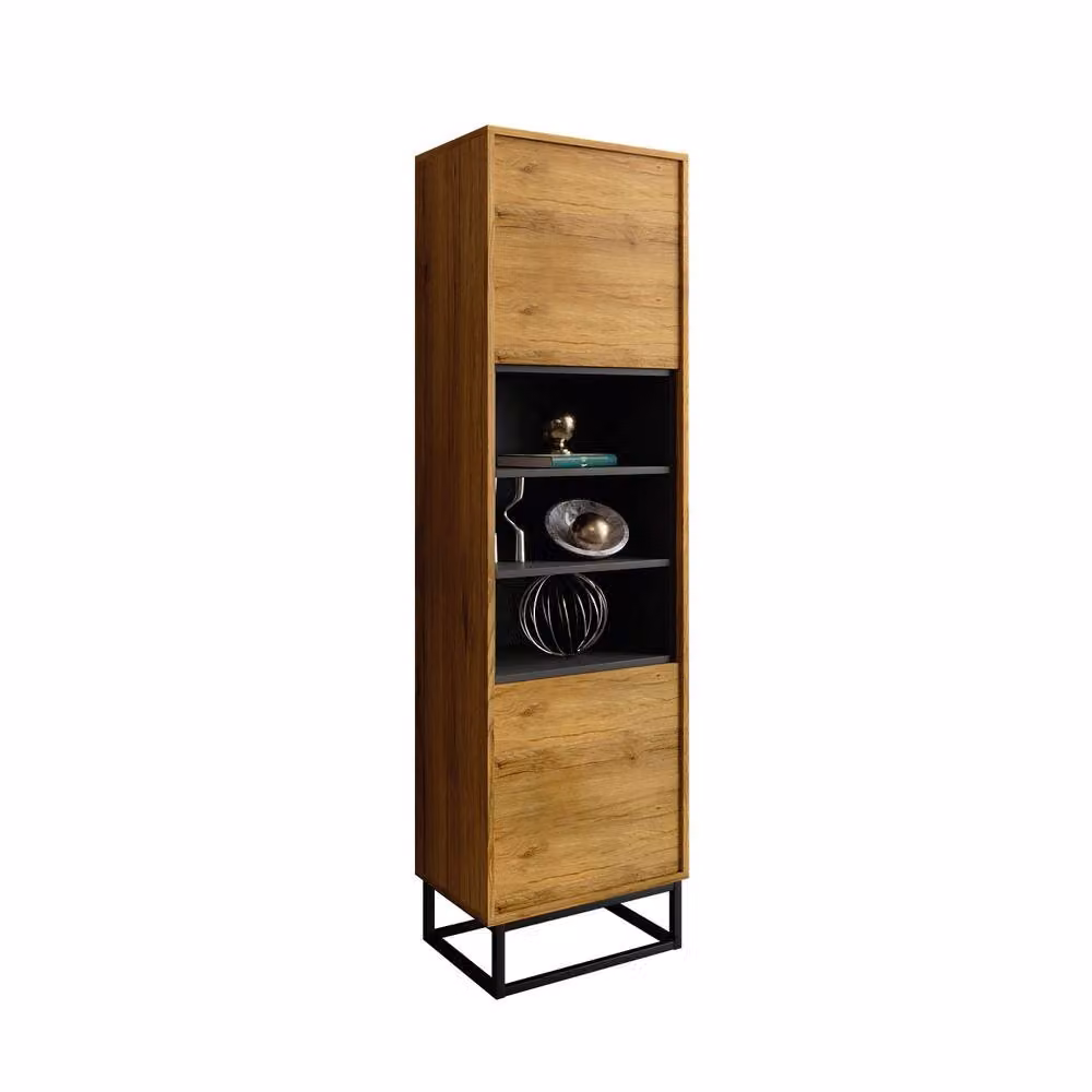 Mex Furniture LTD Harmony Loft Display Cabinet in Dark Oak Brown, H 175 x W 50 x D 35 cm – 4