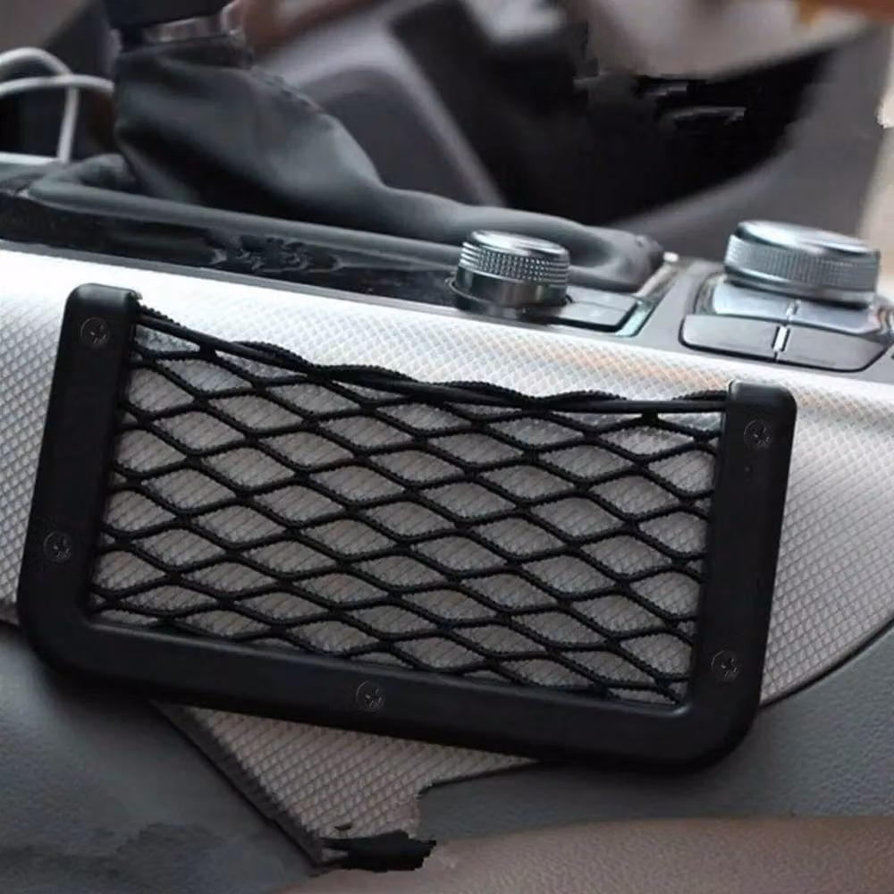 Havendro 3-Pack Adhesive Car Net Storage Holders and Mesh Phone Pouches in Black – 4