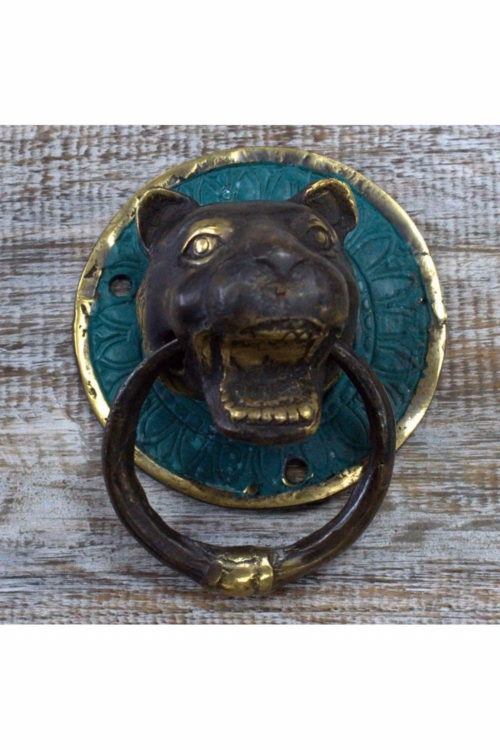 KDMD Tiger Head Brass Door Knocker in Gold – 2