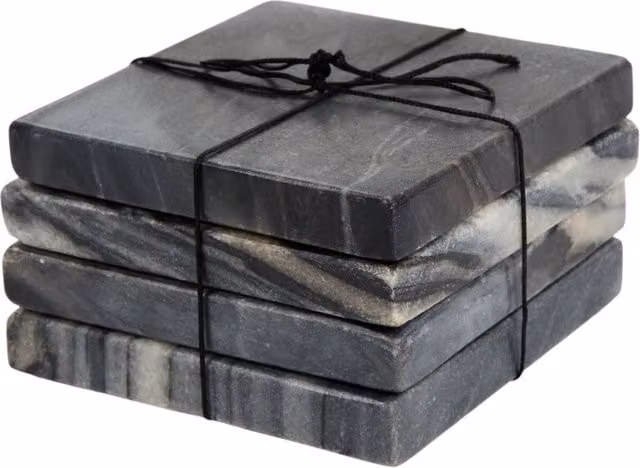 Kitchen Master Set of 4 Square Marble Coasters in Grey