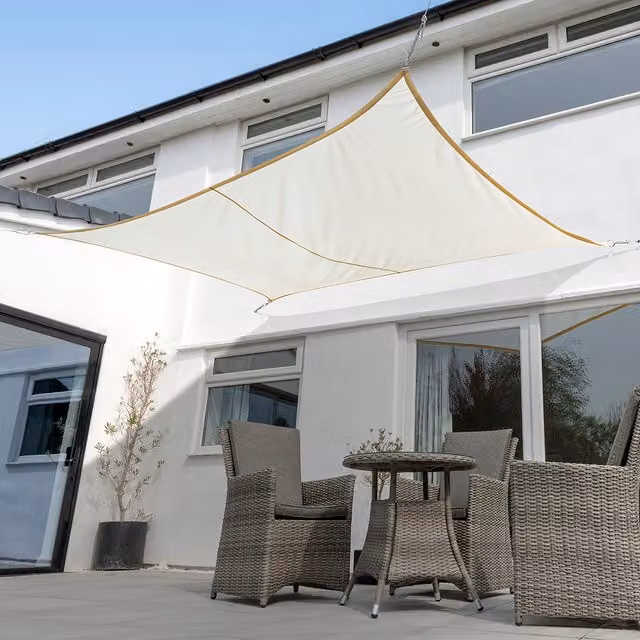 Kookaburra Rectangular Waterproof Sun Shade Sail with UPF 50 Protection, Ivory