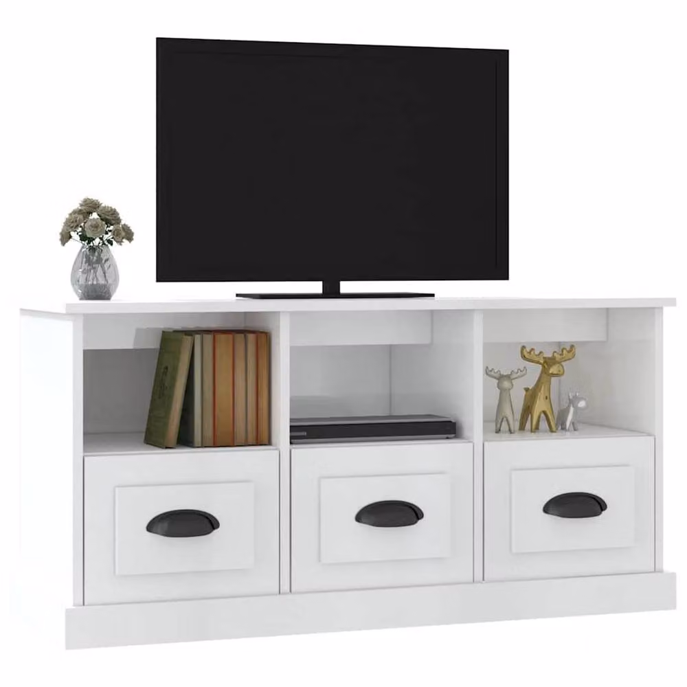 Berkfield Home High Gloss White TV Cabinet W/D/H: 100 x 35 x 50 cm – 3