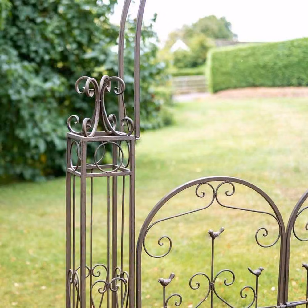 Ascalon Design Ltd Woodland Double Gates with Arch in Rusty Brown, H 254 cm x W 22 cm x L 147 cm – 3