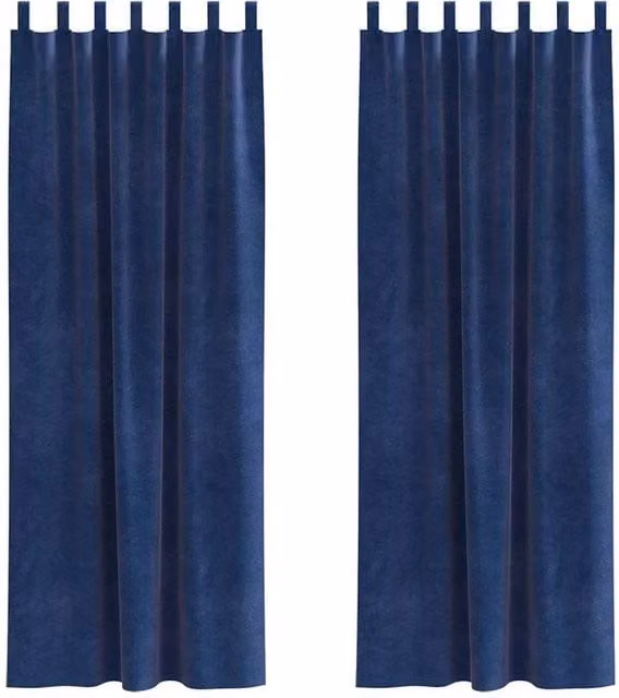 Berkfield Home Navy Blue Velvet Blackout Curtains with Hanging Loops, 2 Pack