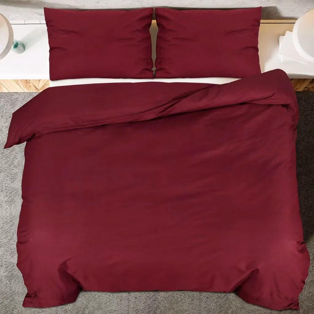 Berkfield Home Cotton Duvet Cover and Pillowcase Set in Red, 200 x 200 cm – 3