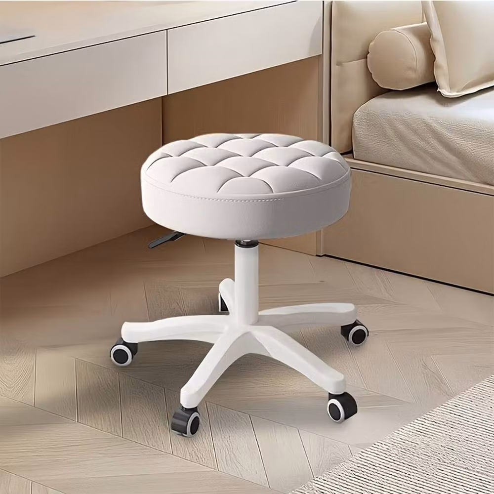 Ventryn Vintage Salon Chair with 360 Degree Swivel and Pneumatic Lift in White – 2