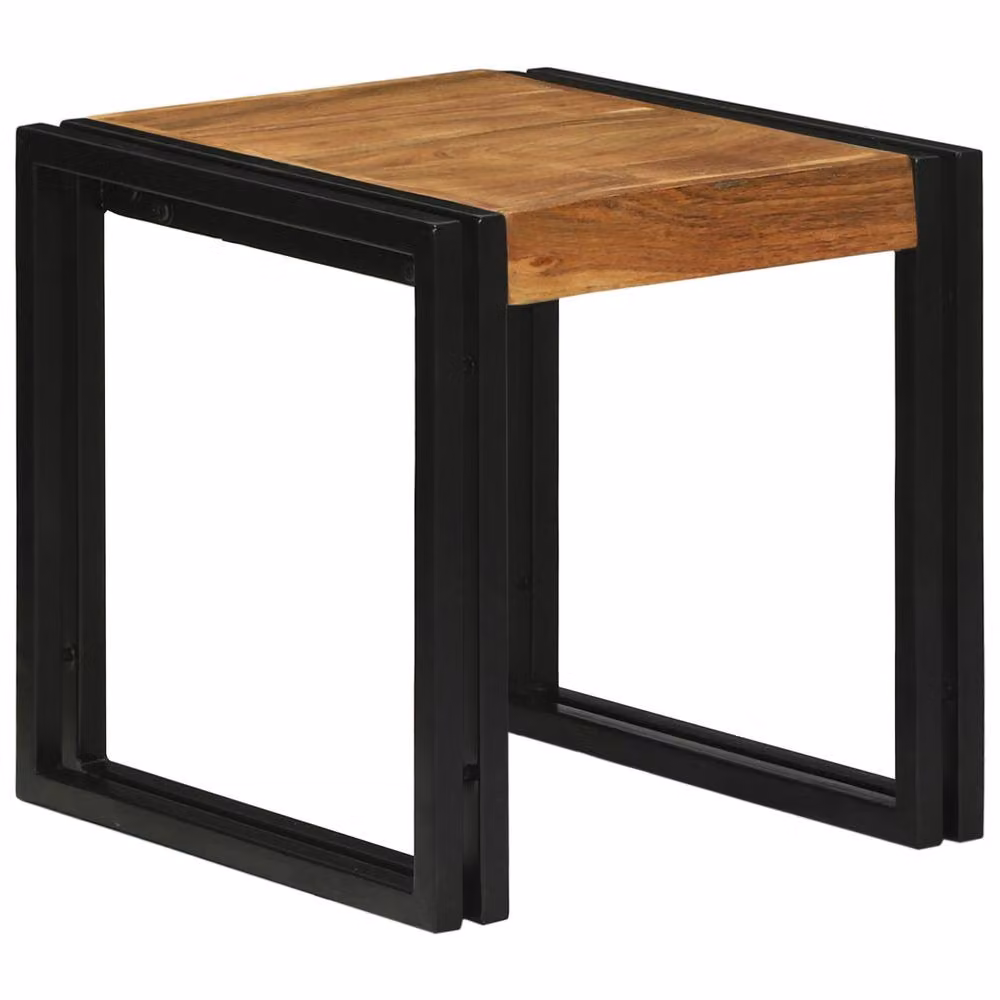 Berkfield Home Nesting Tables, Set of 3 Solid Acacia Wood Tables in Brown and Black – 3