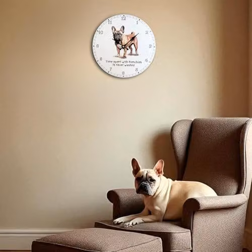 Animal Crackers French Bulldog Wall Clock, Multicolour, Diameter: 33 cm – 2