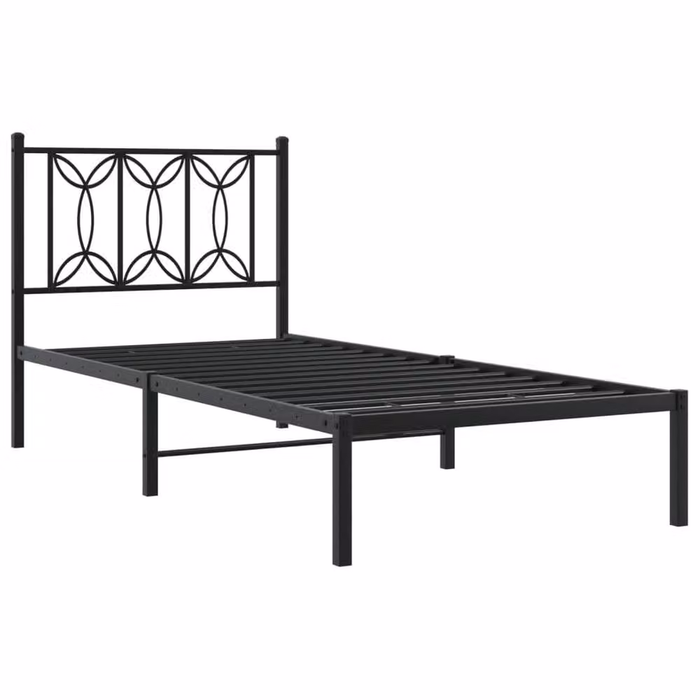 Berkfield Home Metal Bed Frame with Headboard, Black, W: 80 cm, L: 200 cm – 2