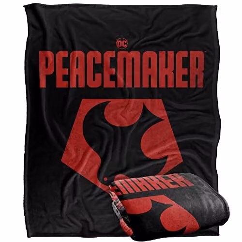 Warner Brothers Peacemaker Super Soft Fleece Throw Blanket, White, W/D/H: 152 x 127 cm