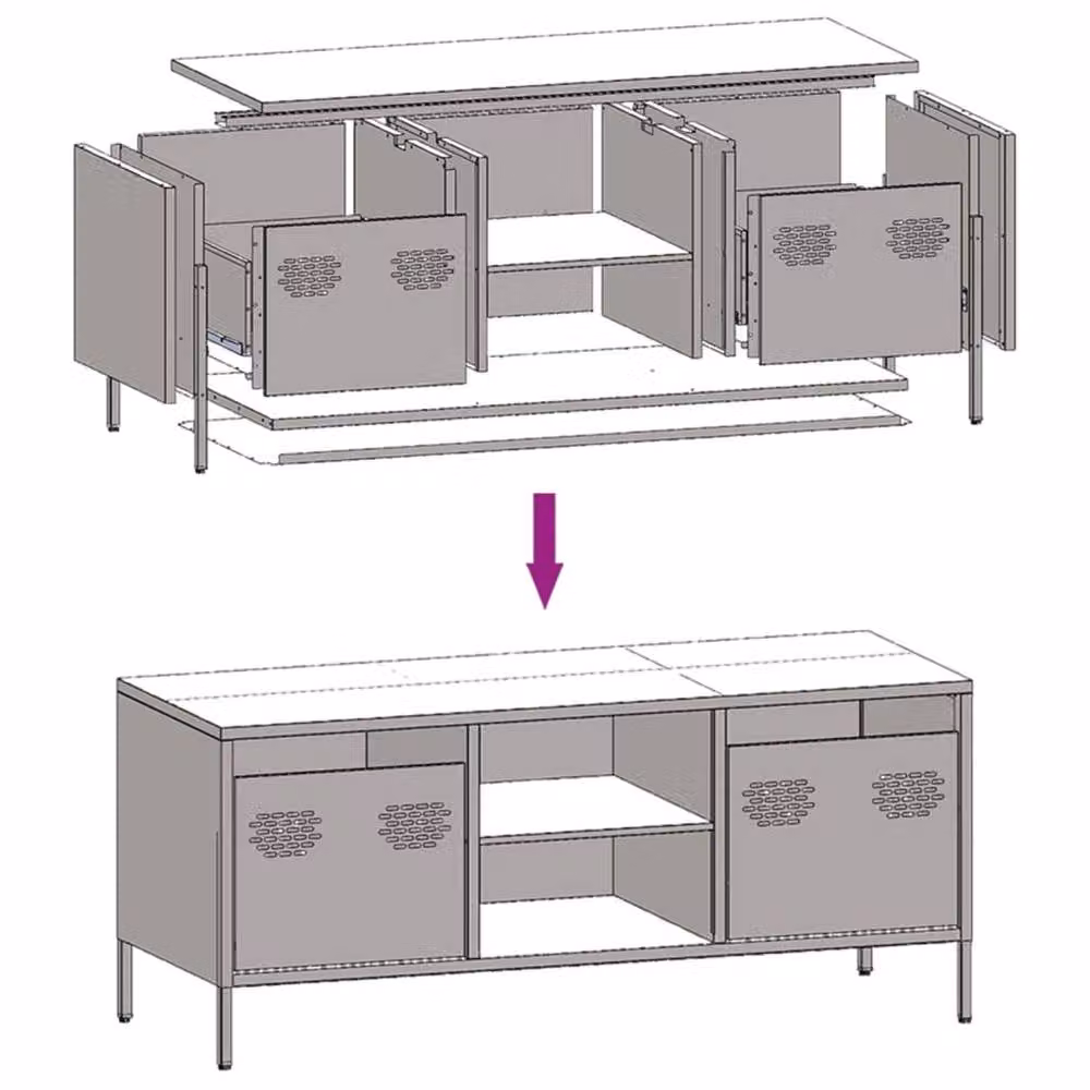 Berkfield Home Anthracite TV Cabinet in Matt Charcoal Cold-rolled Steel W/D/H: 101.5 x 39 x 43.5 cm – 5