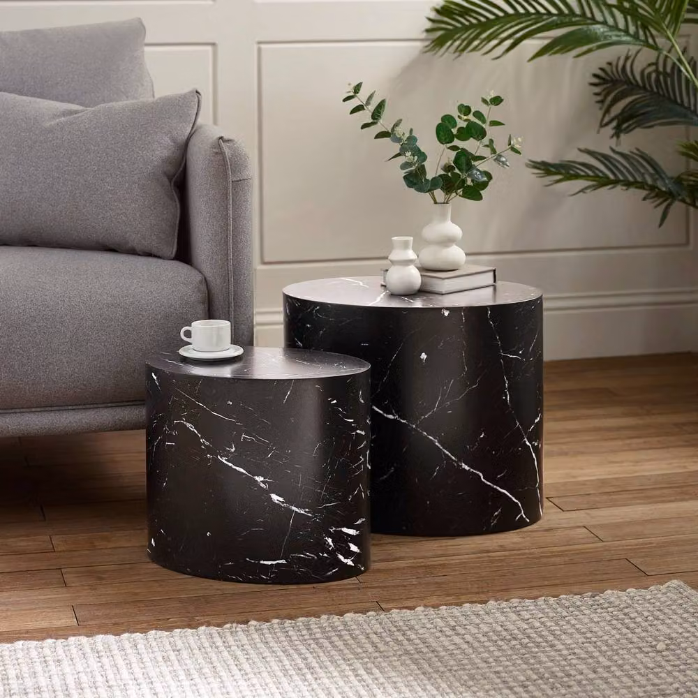 Cheshire Sorrento Nest of 2 Oval Tables in Black Marble Effect – 2