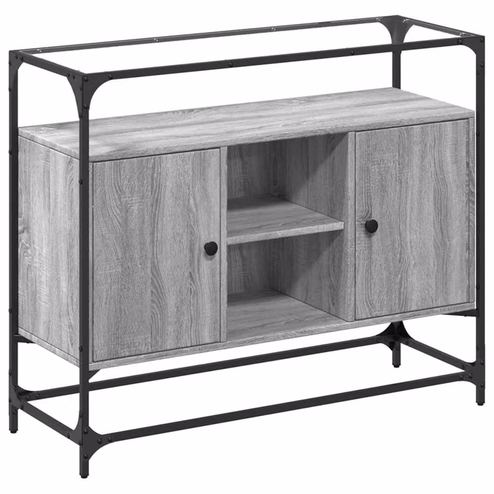 Berkfield Home Grey Sonoma Sideboard with Glass Top, W/D/H: 98 x 35 x 81 cm – 3