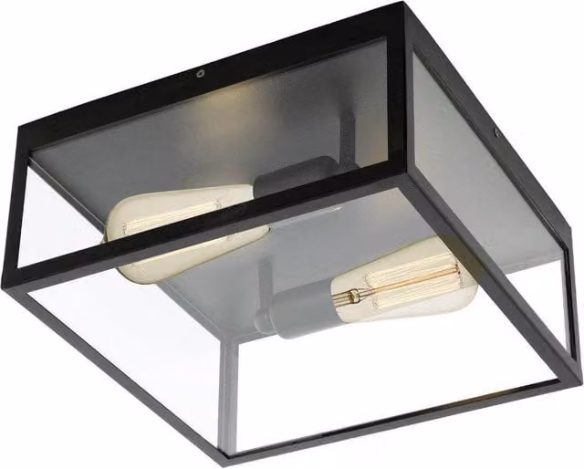 Eglo Charterhouse Industrial Black Metal and Transparent Glass Wall or Ceiling Light – 1