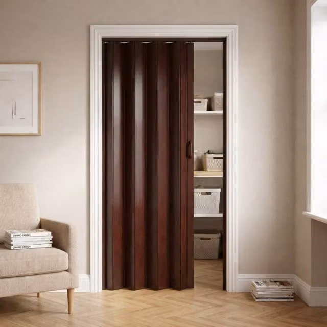 Novecrafto PVC Folding Door with Magnetic Closure in Dark Brown, W: 82 cm, H: 203 cm