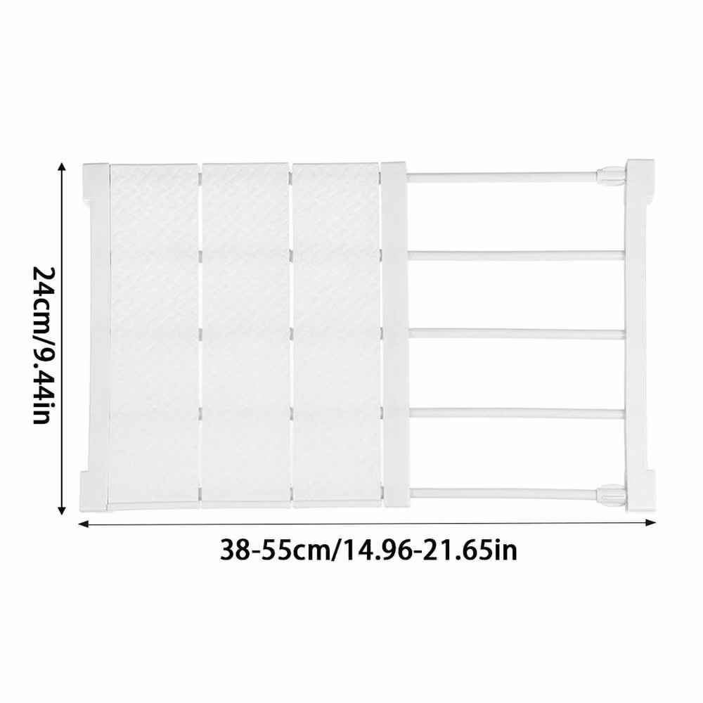 Garden Sanctuary Expandable Closet Tension Shelf Rod and Storage Layer Dividers in White, Large – 3