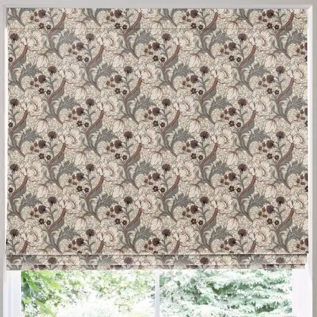 Dovecote Made to Measure Blackout Roman Blind in Claret Floral Design