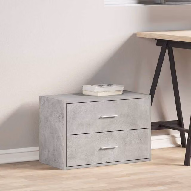 Berkfield Home Durable Cabinet with 2 Drawers in Concrete Grey, W/D/H: 60 x 31 x 40 cm – 1