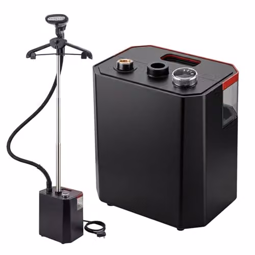 Spector 2200W Standing Garment Steamer in Black with Vertical Steam and Brush Attachment